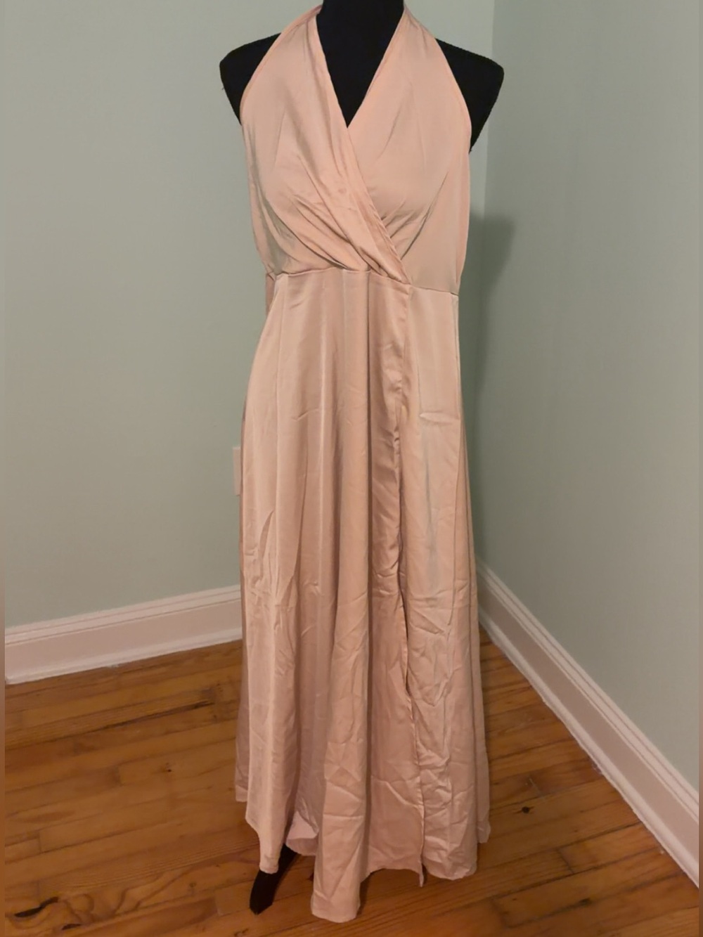 SHEIN Blush Pink Halter Wrap Maxi Dress